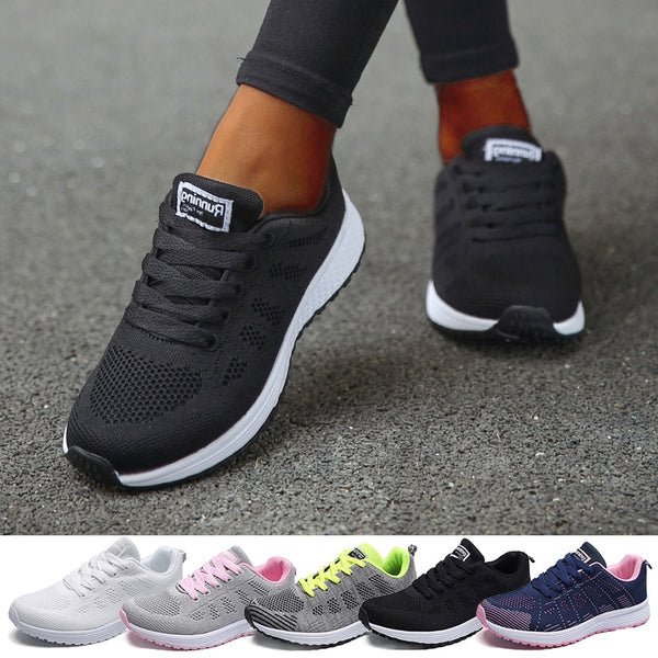 Women&#39;s Sneakers Casual Shoes Flats Air Mesh Breathable Trainers Ladies Shoes Female Sneakers Women Shoes Basket Tenis Feminino