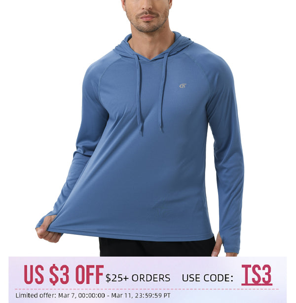 Men&#39;s UPF 50+ Rash Guard Swim Shirt Athletic Hoodie Long Sleeve Fishing Hiking Workout Shirts Outdoor Hoodie Beach Summer Cloth