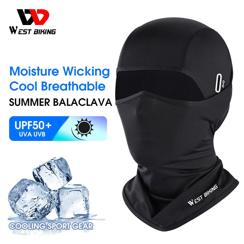 WEST BIKING Summer Breathable Cycling Cap Anti-UV Balaclava Men Full Face Mask Bicycle Motorcycle Running Cooling Sport Gear