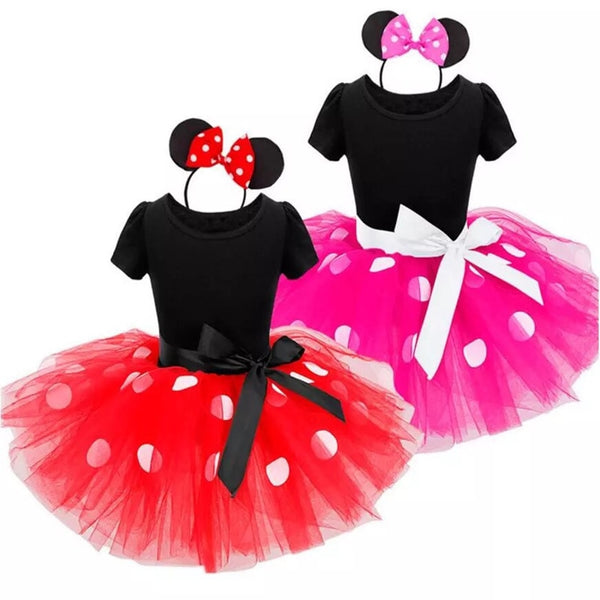 Fancy Baby Girls Clothes Mouse Dress Christmas Costume New Year Carnival Polka Dot Santa Dresses For Girls Holiday Party