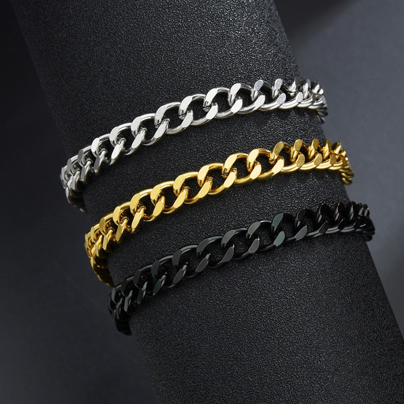 High Quality Stainless Steel Bracelets For Men Blank Color Punk Curb Cuban Link Chain Bracelets On the Hand Jewelry Gifts trend